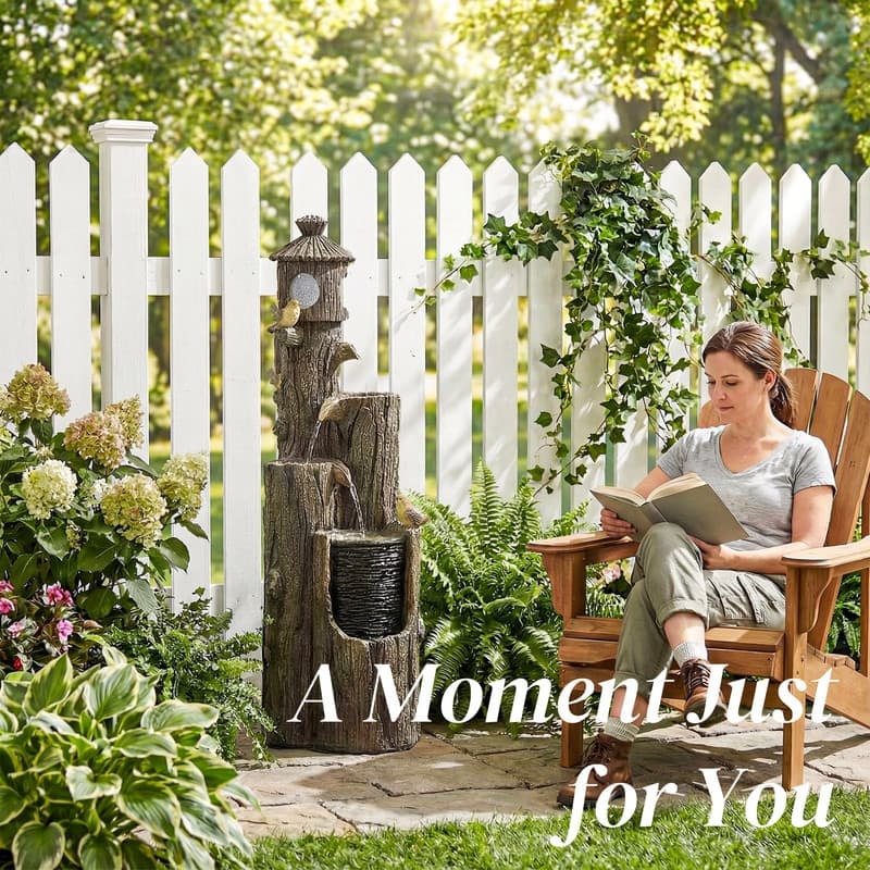 Outdoor 3 Tier Bird and Birdhouse Fountain with ETL Auto Protection