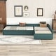 preview thumbnail 2 of 40, 3-in-1 Daybed L-shape Corner Sofa Bed with Pull-out Drawer and Trundle Bed, Linen Upholstered Bed Twin Size Sleeper Couch Bed