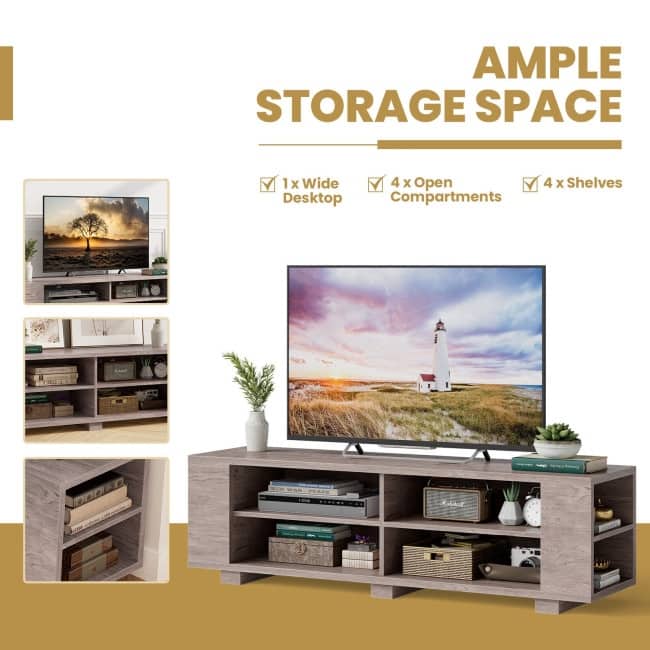 59" Console Storage Entertainment Media Wood TV Stand - 59" x 15.5" x 17.5" (L x W x H)