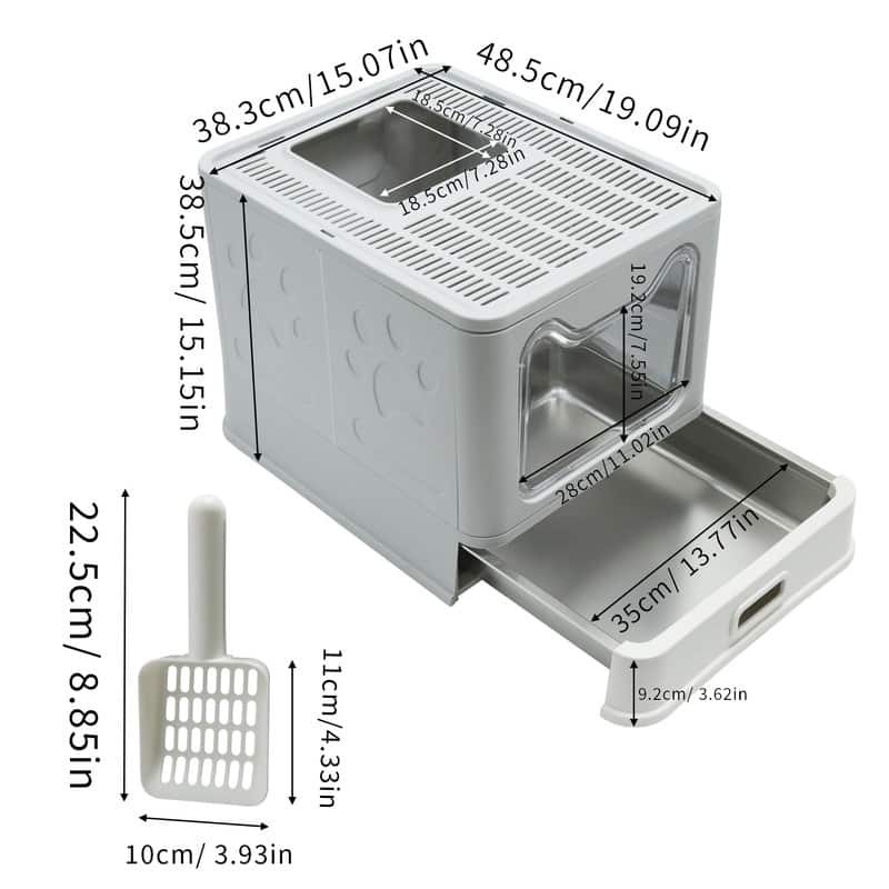 Extra Large Stainless Steel Enclosed Cat Litter Box With Lid Easy Cleaning