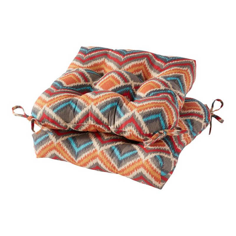 Greendale Home Fashions Multicolor Outdoor Dining Seat Cushion (Set of 2) - Surreal Chevron