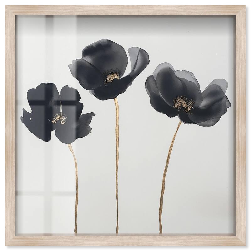 Nocturnal Flowers II Shadowbox by Art Remedy - Natural - 16" x 16"