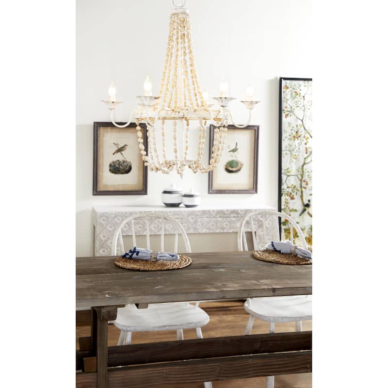 Wood Chandelier - White - Roche River Decor