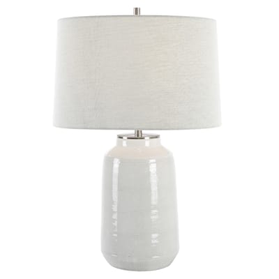 Uttermost Odawa White Farmhouse Table Lamp - 26"H, Shade 10"H x 17"Dia.