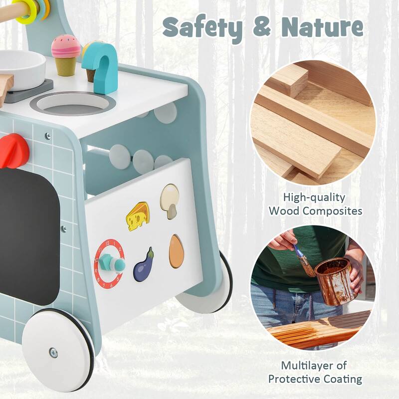 Costway 6-in-1 Baby Push Walker Wooden Strollers Learning Activity - See Details