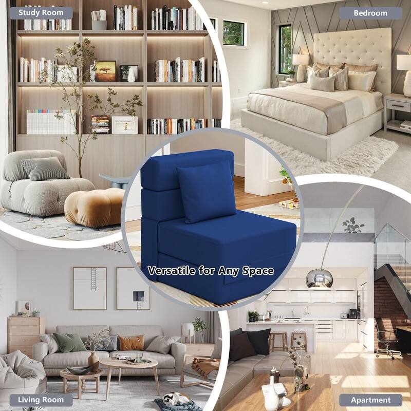 Corduroy Compression Convertible Folding Sectional Sofa