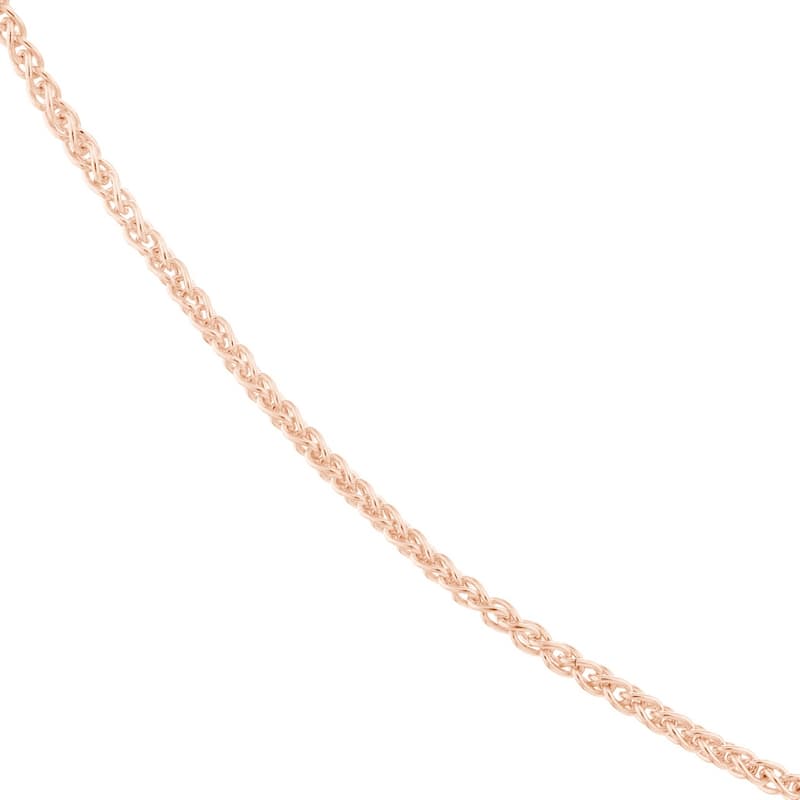 Curata 14k Rose Gold 1.05mm Round Wheat Chain Necklace (Lobster)