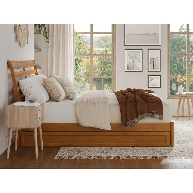 Emelie Platform Bed with Panel Footboard and Twin XL Trundle