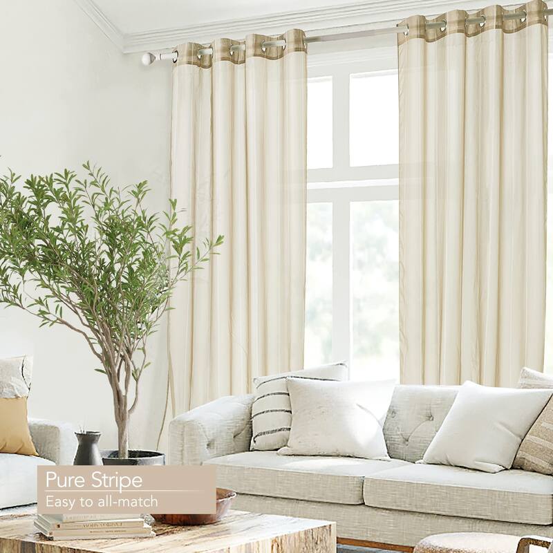 Deconovo Designer Series Stripe Sheer Curtains 2 Panels - W52 x L63