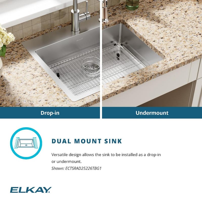 Elkay Crosstown Stainless Steel 25" x 22" x 6", Single Bowl Dual Mount ADA Sink Kit