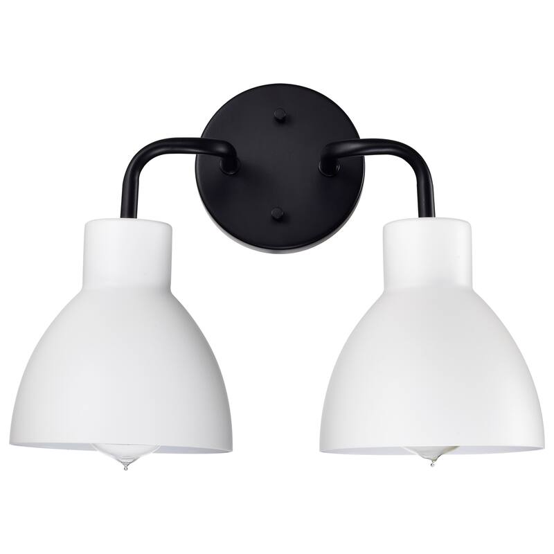 Sloan 2 Light Vanity; Matte Black Finish with White Shade