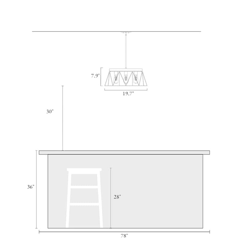 4-Light Modern Industrial Geometric Chandelier Black Gold Kitchen Island Light for Dining Room