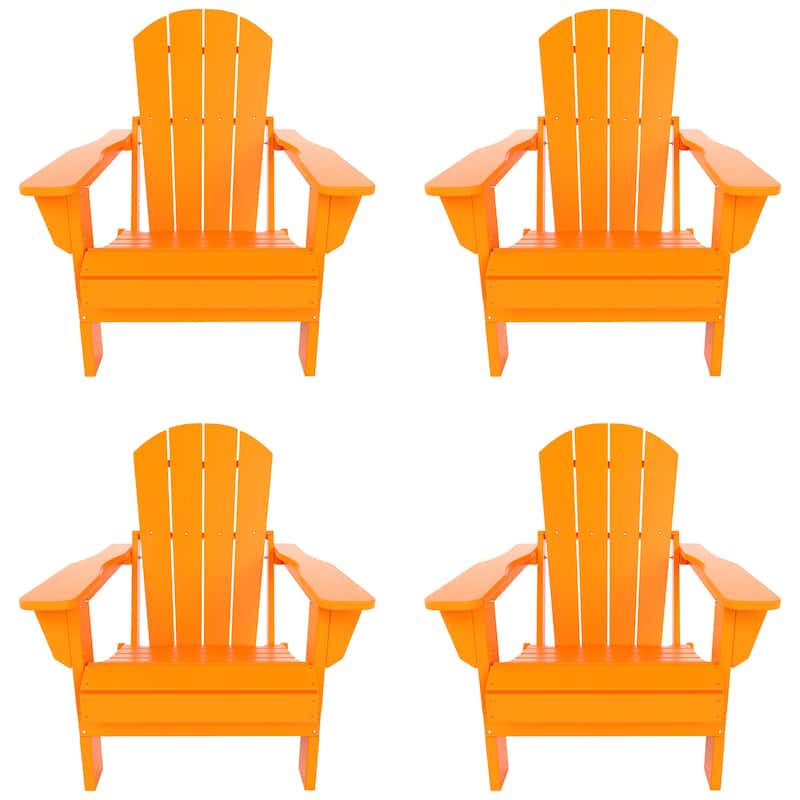 POLYTRENDS Laguna Folding Poly Eco-Friendly All Weather Outdoor Adirondack Chair (Set of 4) - Orange