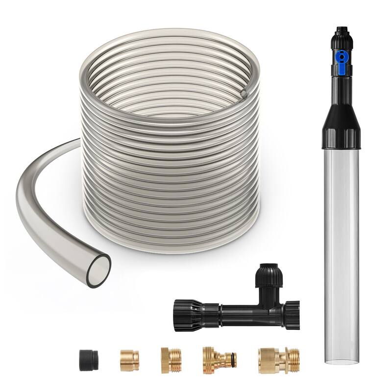 Aquarium Vacuum Gravel Cleaner of Brass Adapters for Fish Tank Cleaning Gravel & Sand - 50 ft 3/4 in, 15/16 in, and 55/64 in - 50 ft 3/4 in, 15/16 in, and 55/64 in