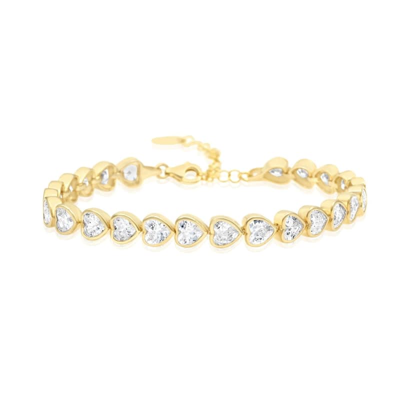 SHYMI Bezel-Set Heart Tennis Bracelet - Gold