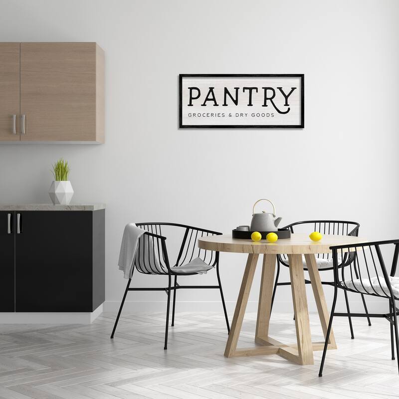 Stupell Rustic Pantry Sign Text Groceries Dry Goods Framed Wall Art - White