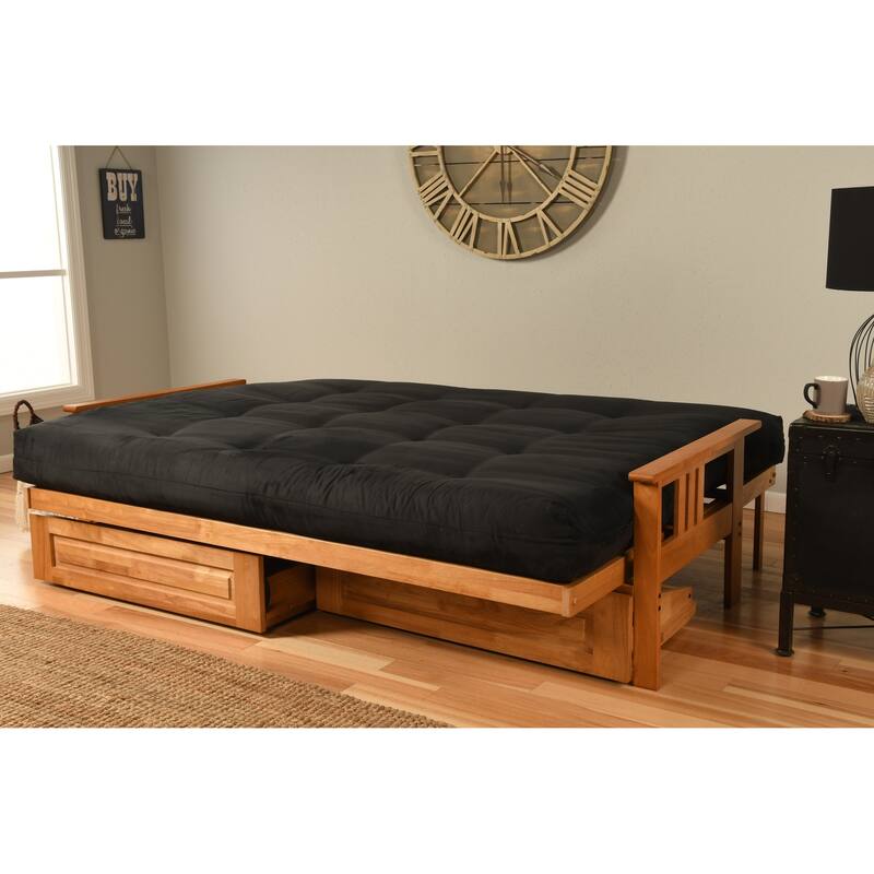 Butternut Queen-size Storage Futon Set with Suede Mattress