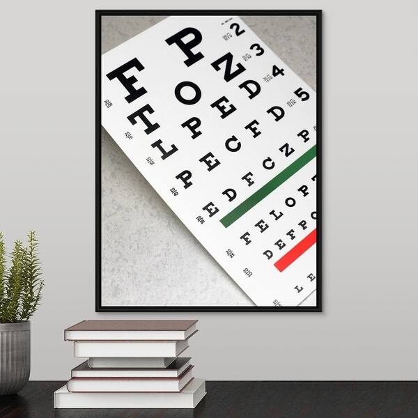 Shop Eye Exam Chart Black Float Frame Canvas Art Free Shipping