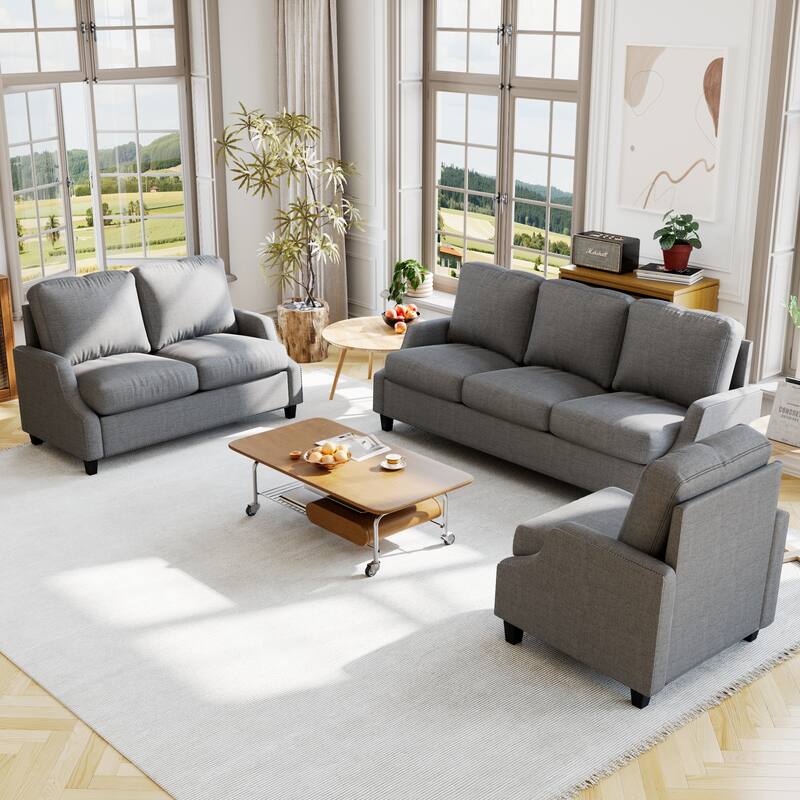 GDFStudio - Polyester 3-Piece Living Room Sofa Furniture Sets for Apartment