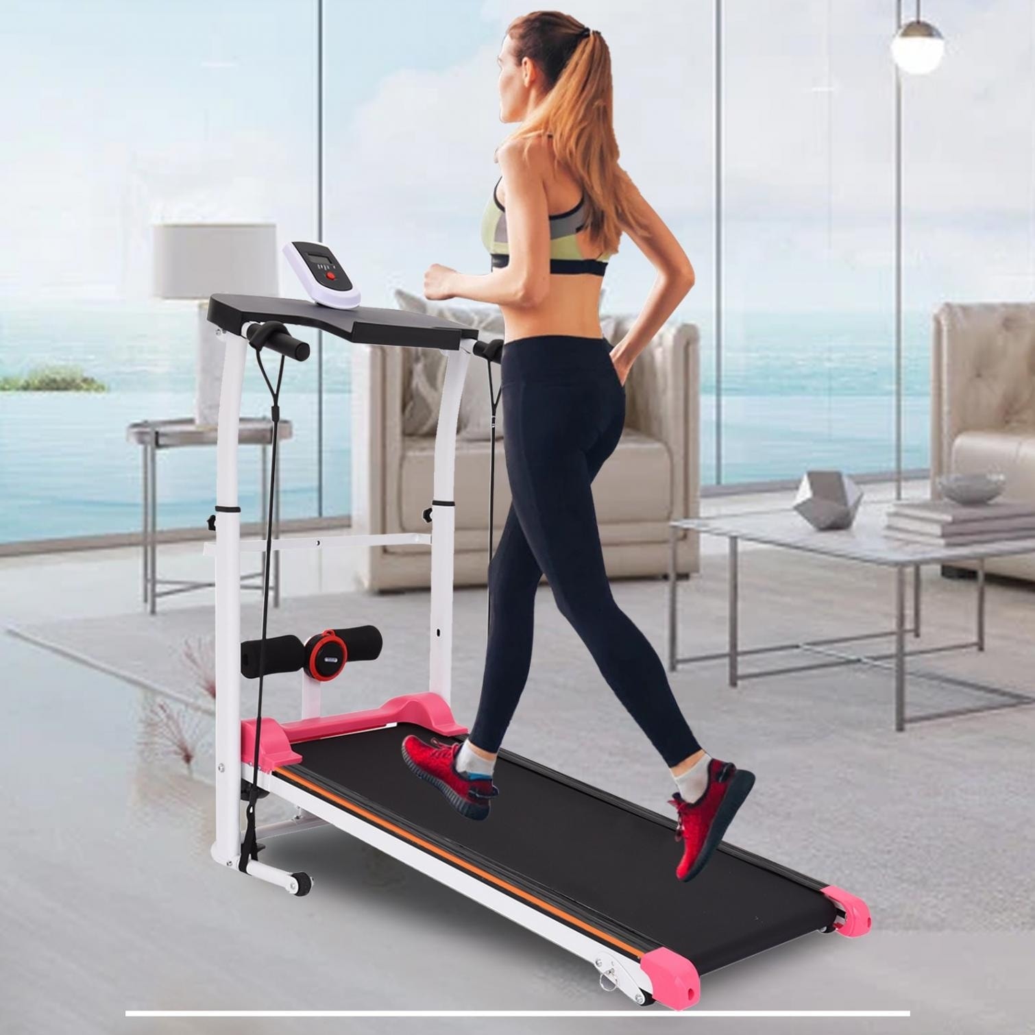 Foldable Manual Walking Treadmill With Sit up Function No Need To
