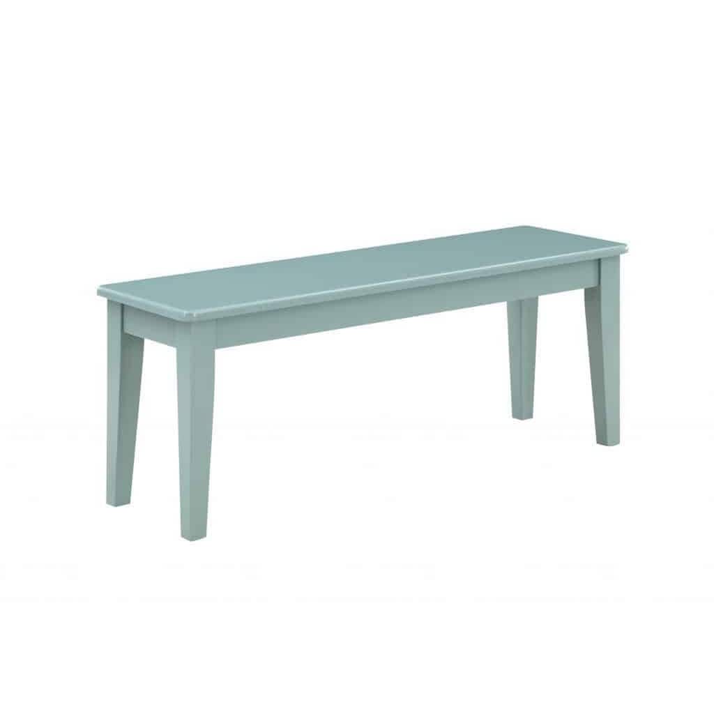 Bray 44 Inch Modern Rectangular Dining Bench, Tapered Legs, Teal Blue