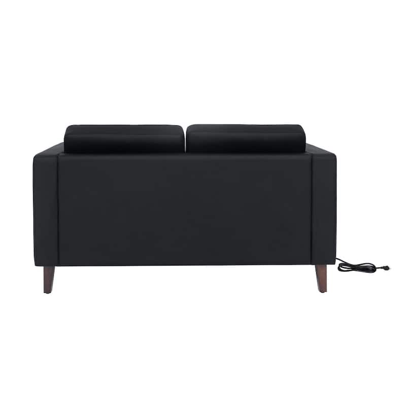 Commercial Lobby Loveseat with 2 Outlets/1 USB/1 USB-C Ports - 56.5"W x 31.25"D x 32.5"H
