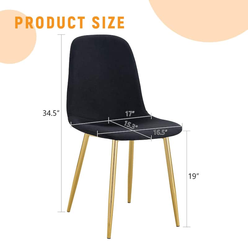 Luxury Simple Chair - Set of 4 - Black+Gold