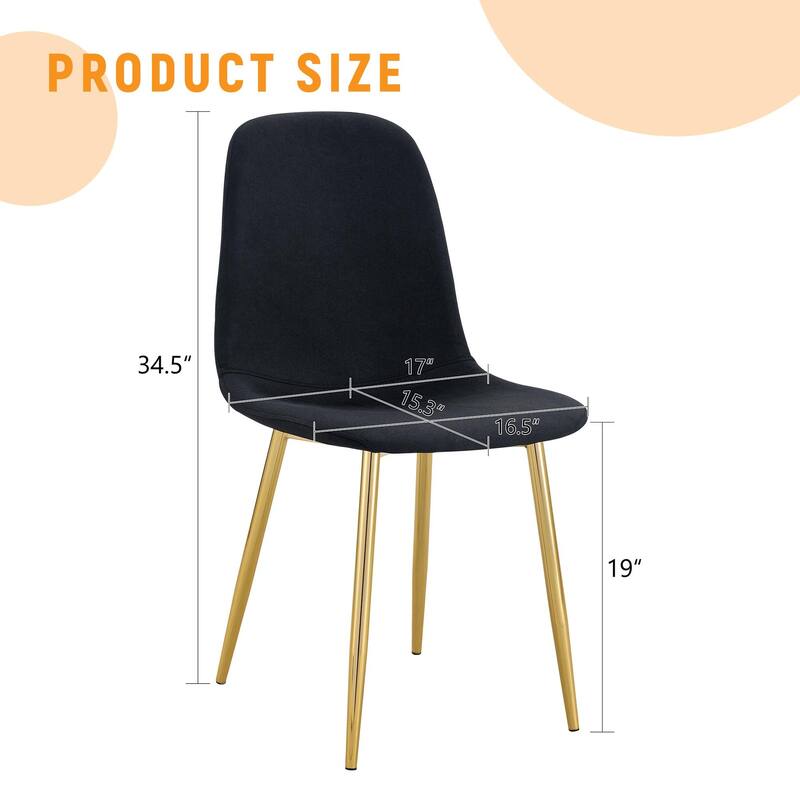 Luxury Simple Chair-Set Of 4 High Resilience Dining Chair With Metal Leg.Integral Metal Leg Architecture