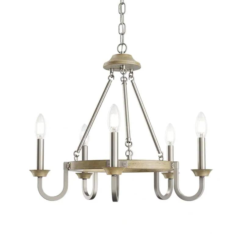 Barrett 22"W 5-Light Chandelier by Kichler Distressed Antique Gray with Brushed Nickel Finish - N/A - Distressed Antique Gray with Brushed Nickel