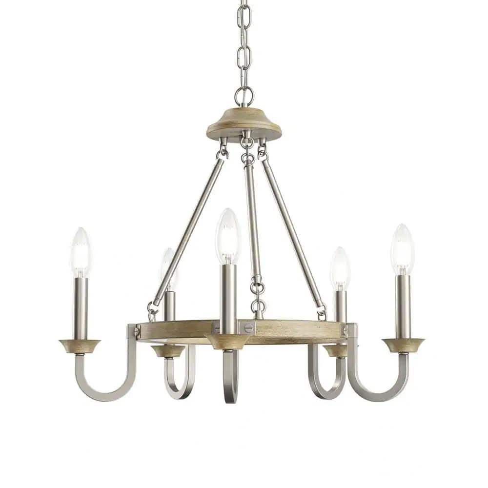 Barrett 22"W 5-Light Chandelier by Kichler Distressed Antique Gray with Brushed Nickel Finish