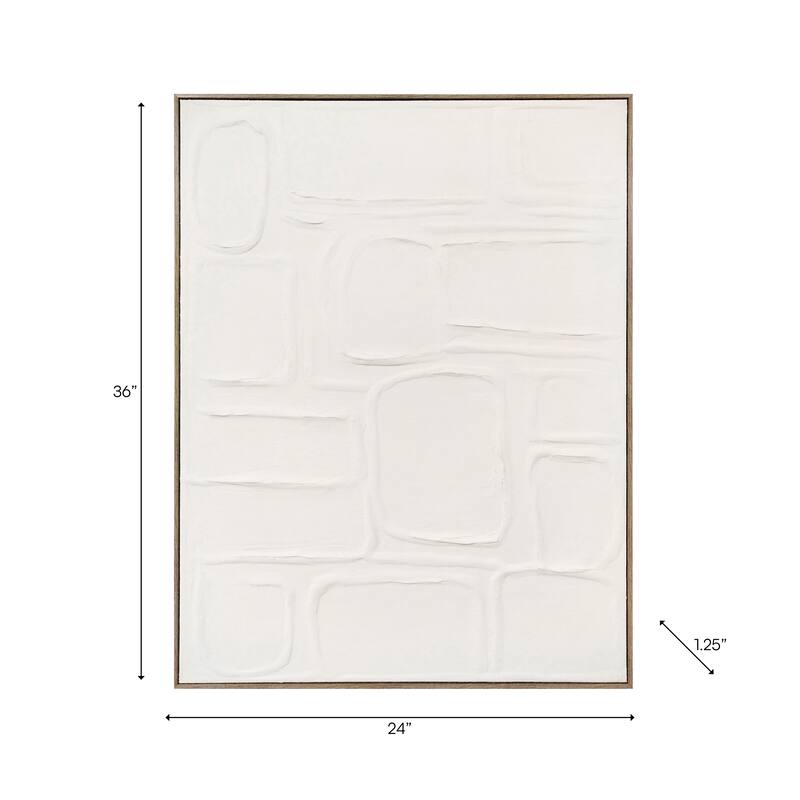 Canvas Wall Artwork with Stone Pattern Textured - 36", Ivory & Brown