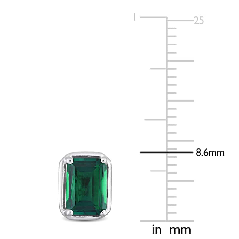 Miadora 1 4/5ct TGW Created Emerald Bezel Style Emerald Cut Stud Earrings in Sterling Silver