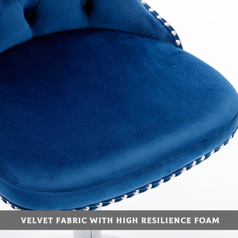 Velvet Upholstered Nailheads Tufted Swivel Bar Stools (Set of 4)