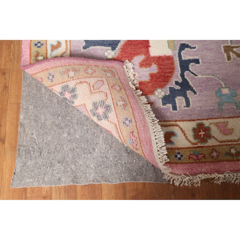 Pink Floral Oushak Oriental Large Area Rug Hand-Knotted Wool Carpet - 11'9" x 14'8"