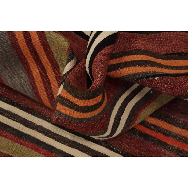 Hand Woven Oriental 100% Wool Carpet Southwestern Geometric Oranges & Rust Kilim Area Rug - 9' 7'' X 4' 10''