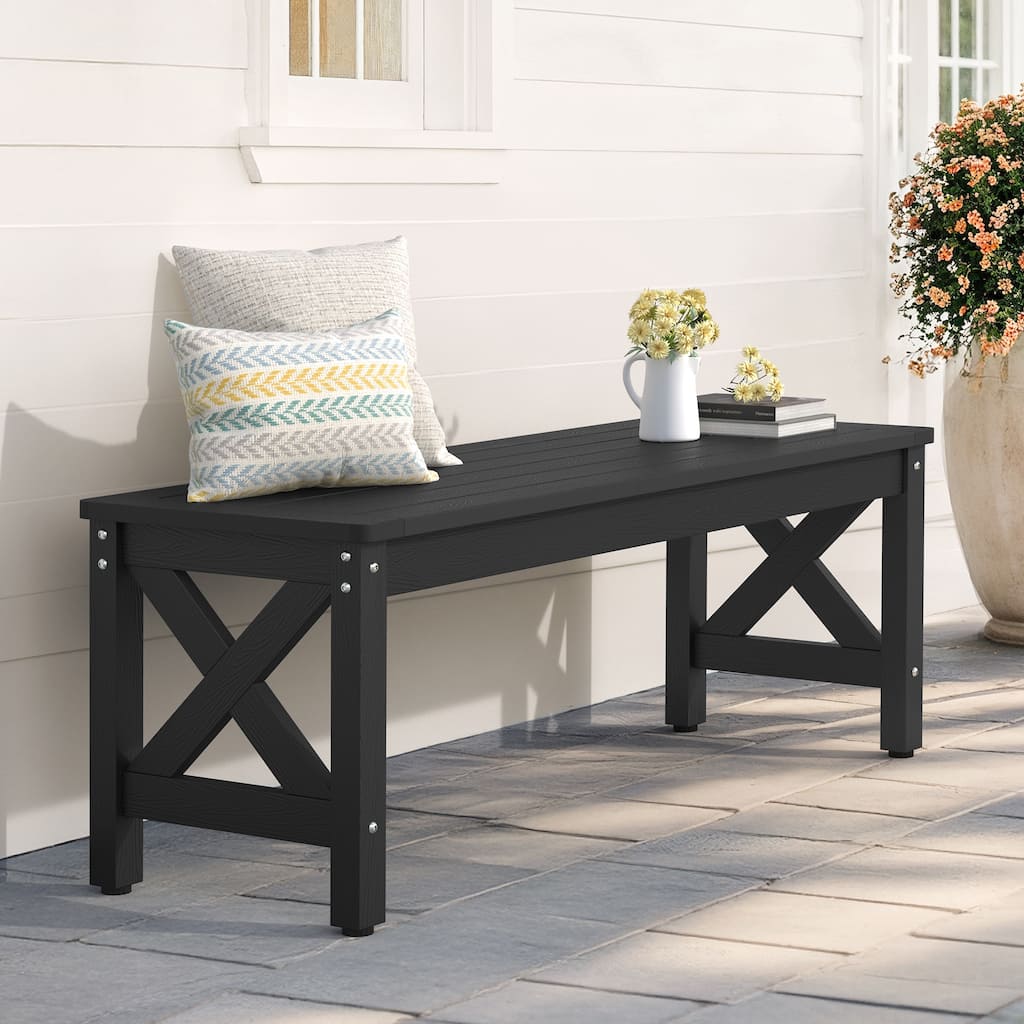 Modern 47.in All-Weather HDPS Outdoor Backless Bench
