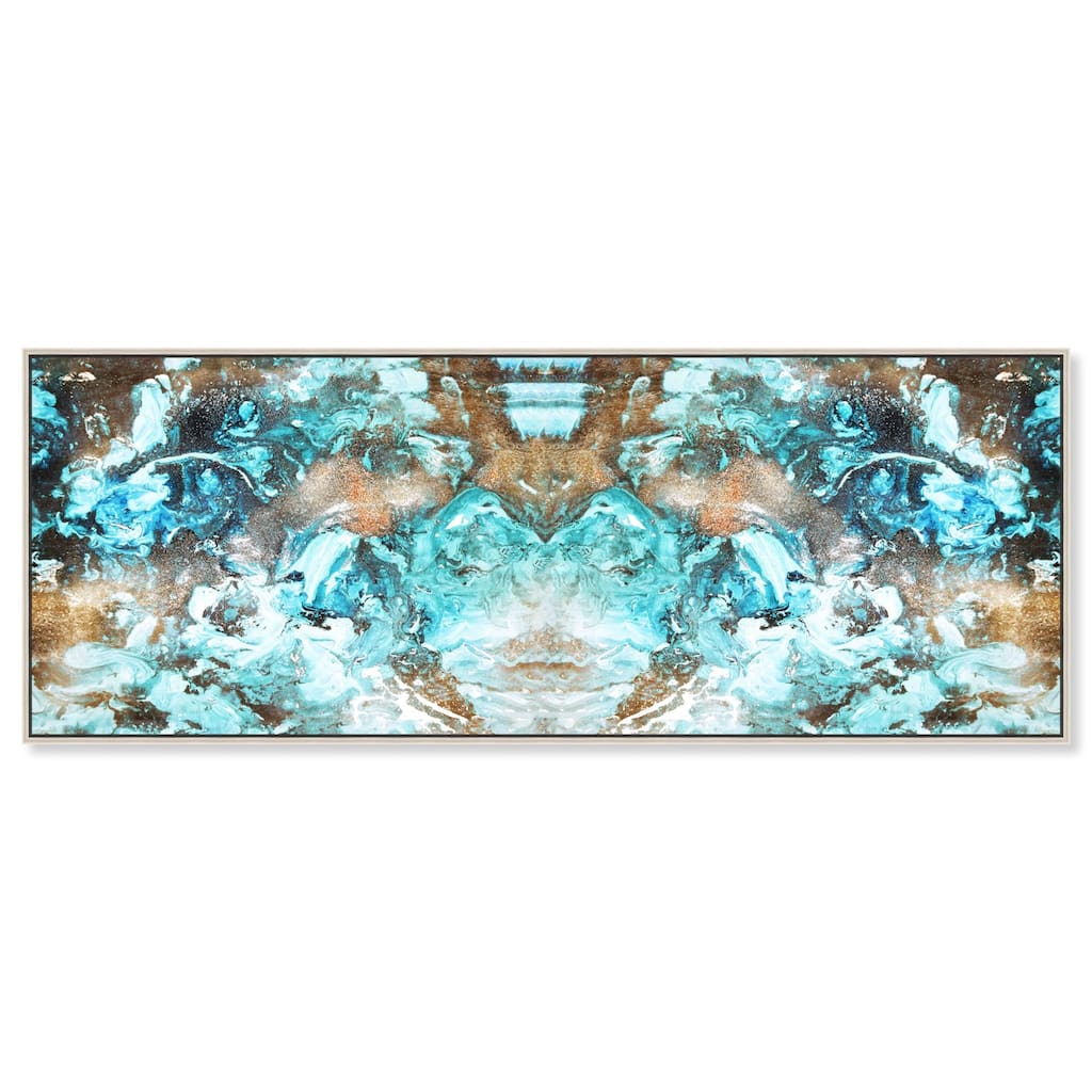 Blazing Blue Gold Long Panoramic Canvas by Art Remedy