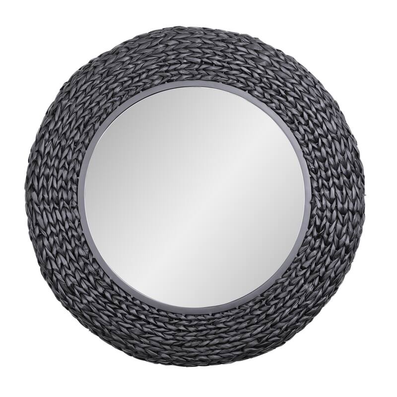 Varaluz Athena Round Wall Mirror - 30"W x 30"H - Matte Black