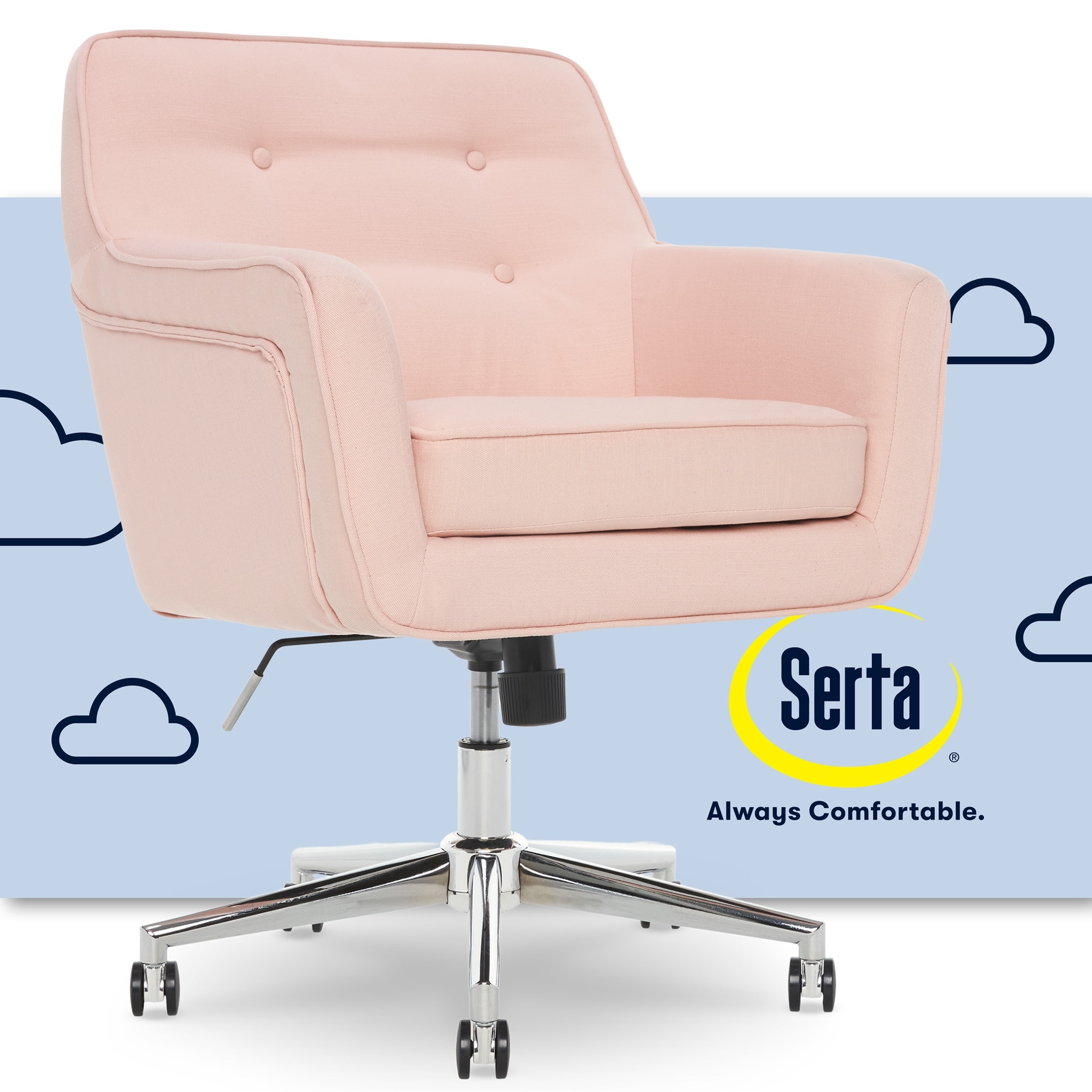 Serta Essentials Pink Upholstered Swivel Office Chair