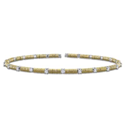 Miadora 3/8ct TW Diamond Station Bangle in 14k Yellow Gold