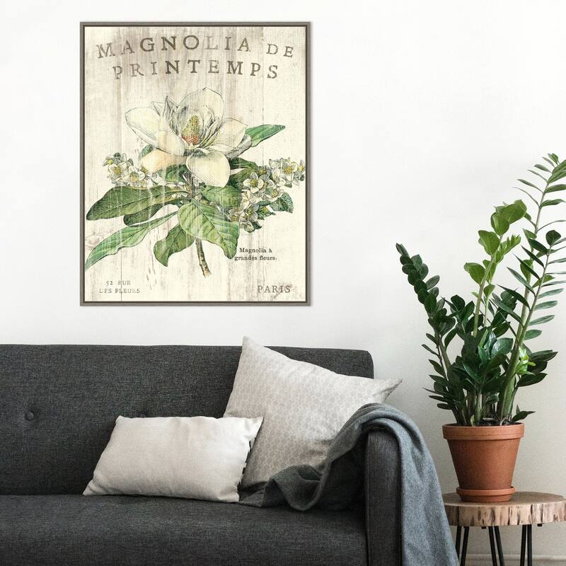 Magnolia de Printemps by Sue Schlabach Framed Canvas Wall Art Print - 23 x 28 in