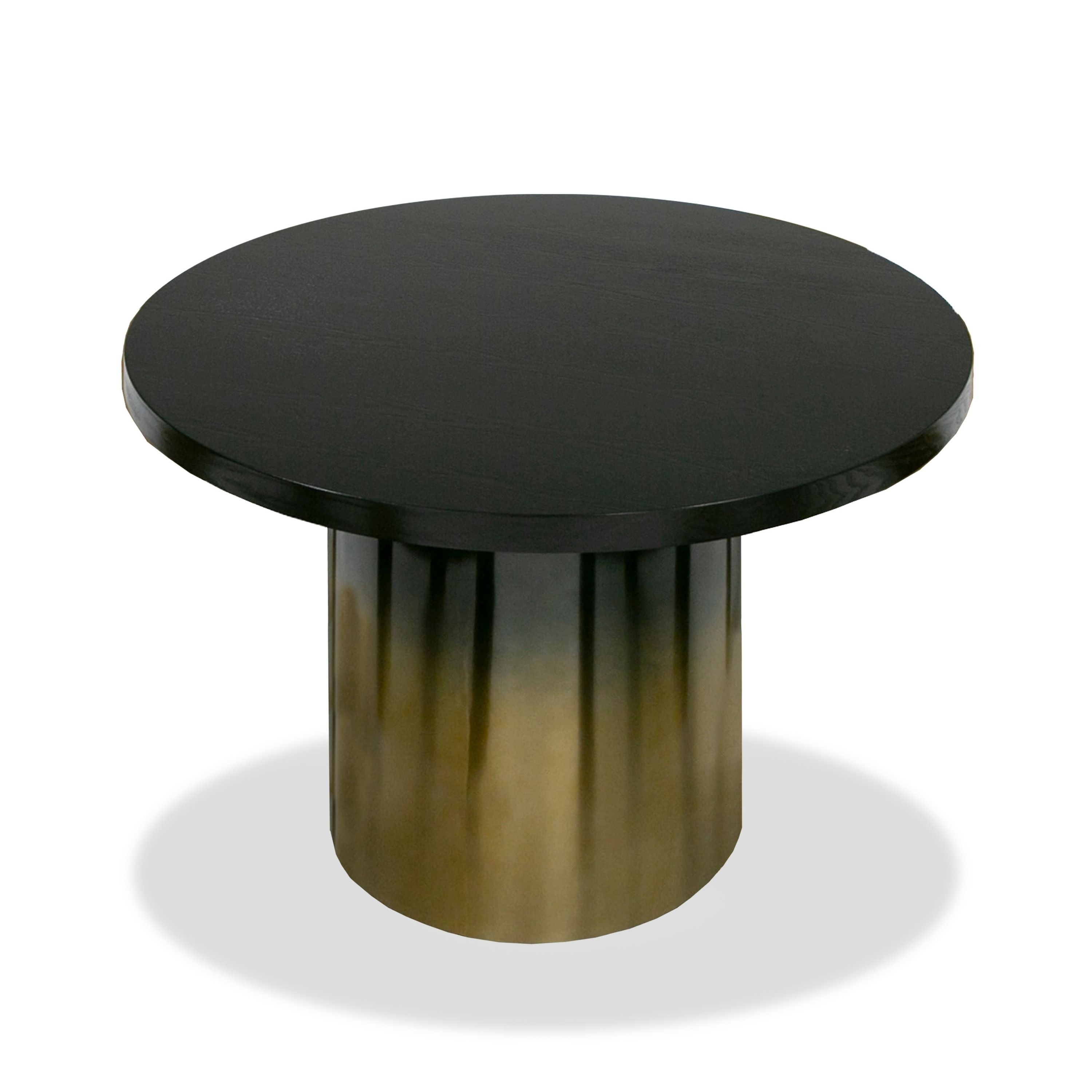 Modrest Elmira Glam Black Ash & Gradient Stainless Steel Round Dining Table