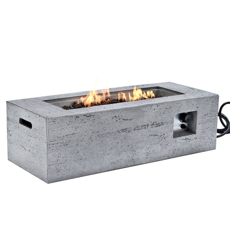 41.9" Outdoor Rectangular Propane Fire Pit 40000 BTU, Heater with Stainless Steel Burner and Free Lava Rocks, Waterproof Cover