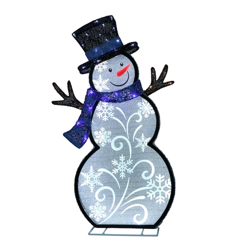 30.25" Lighted Snowman Christmas Outdoor Yard Decoration - White