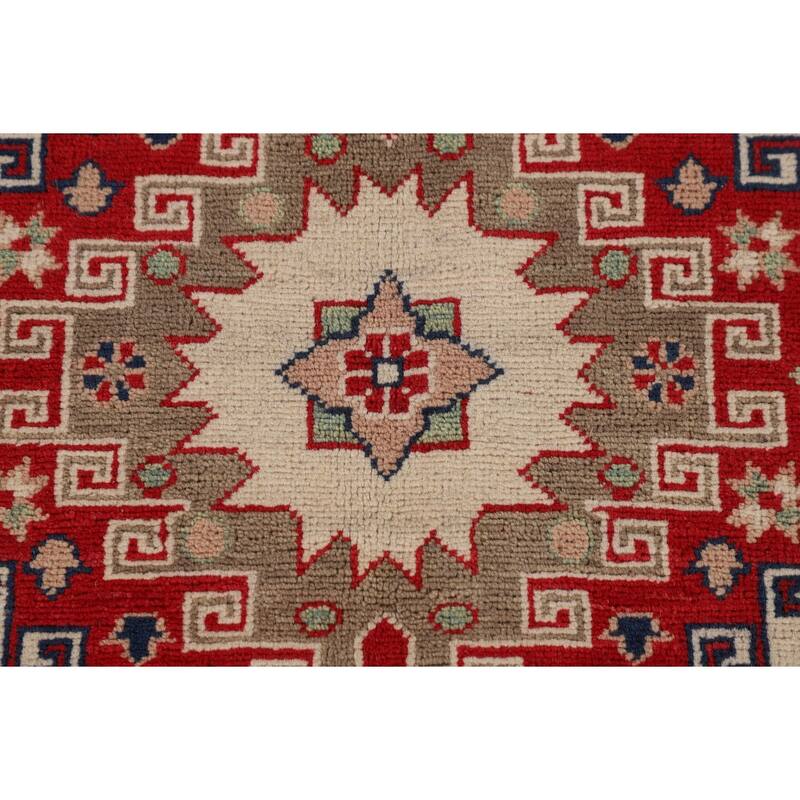 Ivory Kazak Oriental Area Rug Hand-Knotted Wool Carpet - 6'7" x 9'8"