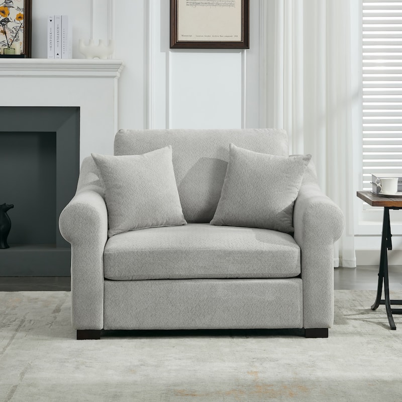 Roomfitters 44.5" Oversized Chenille Armchair, Chair and a Half Single Sofa for Bedroom or Living Room - Light Grey