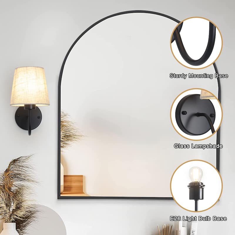 2-Light Modern Wall Sconce Bathroom Vanity Light with Glass Shade