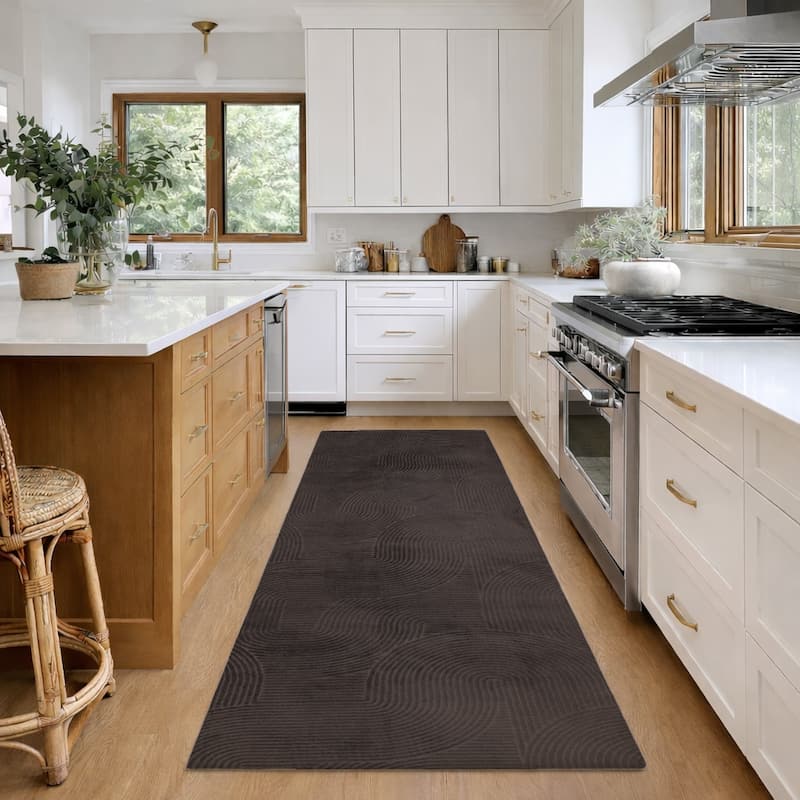 ECARPETGALLERY Elion Modern Machine Washable Area Rug - Charcoal - 1'10 x 6'0