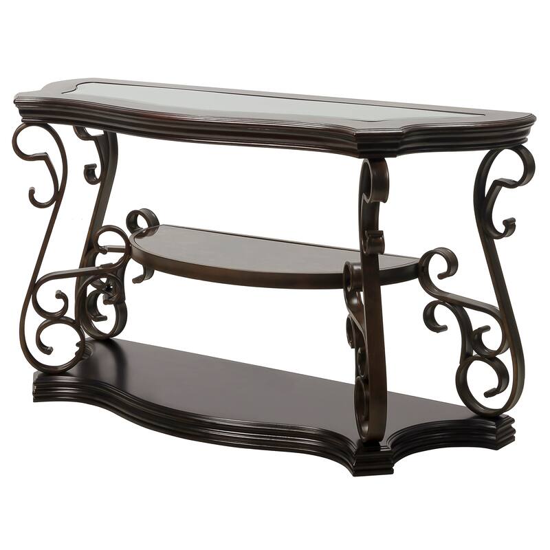 End Sofa Table with Glass Table Top and Metal Legs