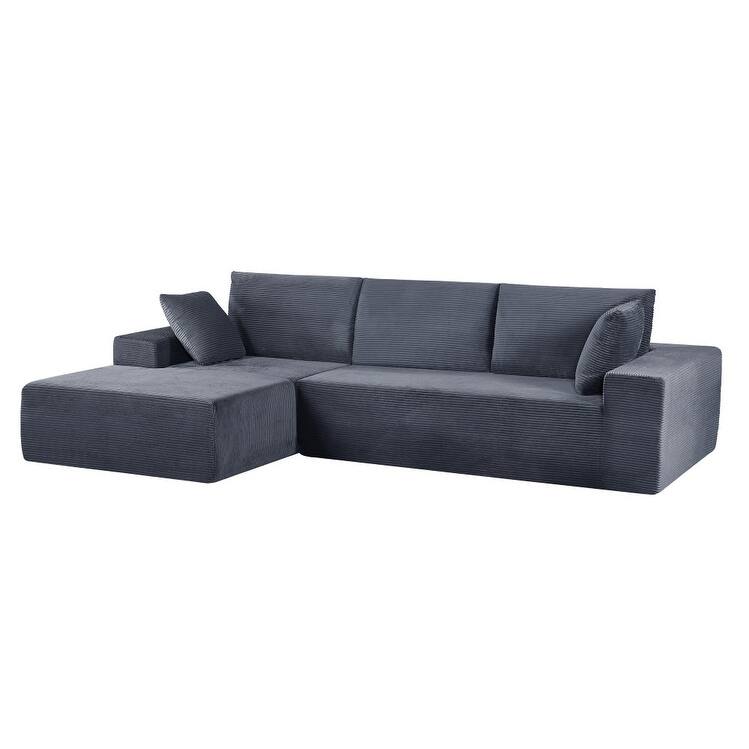 Modular Sleeper Sofa with Wide Armrest Corduroy L Shaped Sectional Couches for Living Room, No Assembly